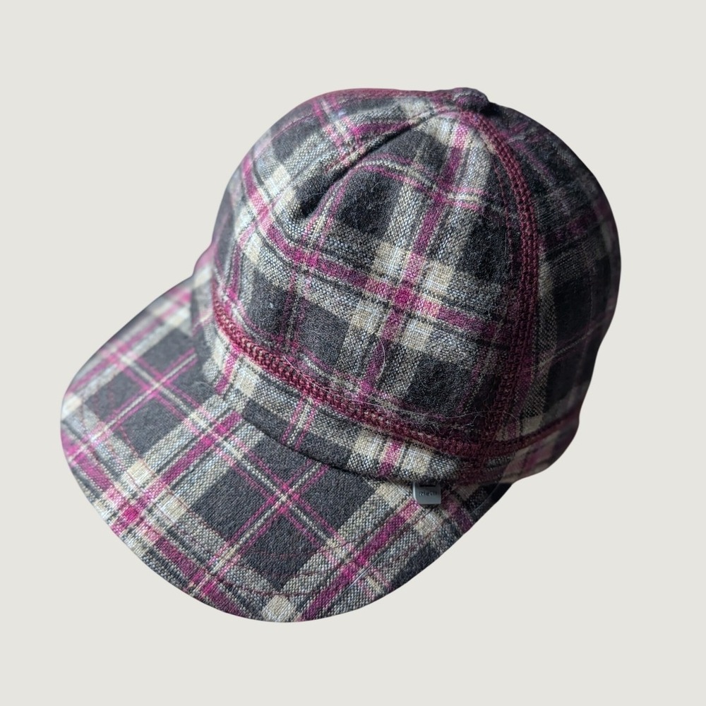 Pistil Plaid Wool Blend Baseball Hat Adjustable Brown Pink Magenta Check Cap